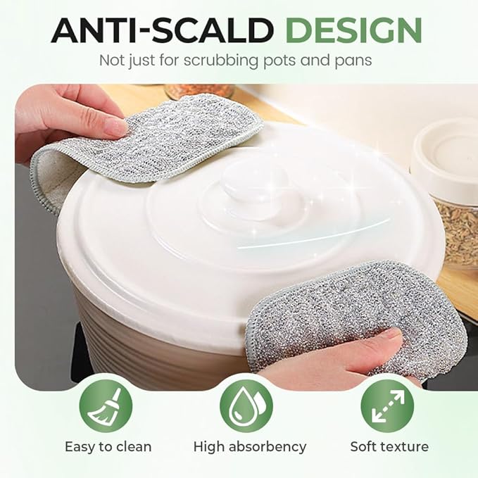 Multipurpose Wire Dishwashing Cloth, 2025 Upgraded Double-Sided Cleaning Cloth, Silver Stainless Steel Cloth and Multi-Layer Cotton Thread, Metal Scrubbing Pads Sponge Cloths for Home Kitchen (5)