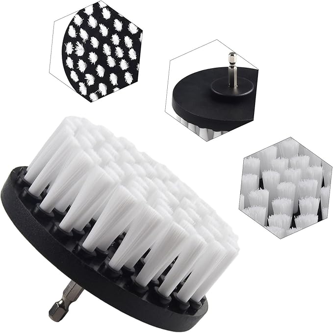 4 Inch Power Drill Brush for Carpet Leather Furniture Upholstery Cleaning Kitchen Bathroom Shower Car Tires Glass Cordless Drill Attachment