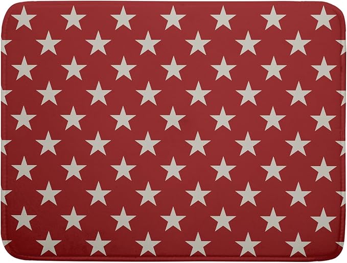 Patriotic July of 4th Red Star Dish Drying Mat for Kitchen Counter 18x24 Memorial Independence Day Absorbent Reversible Microfiber Drying Mats Kitchen Countertop Protector Dishes Drainer Rack Pad
