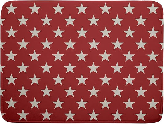 Patriotic July of 4th Red Star Dish Drying Mat for Kitchen Counter 18x24 Memorial Independence Day Absorbent Reversible Microfiber Drying Mats Kitchen Countertop Protector Dishes Drainer Rack Pad