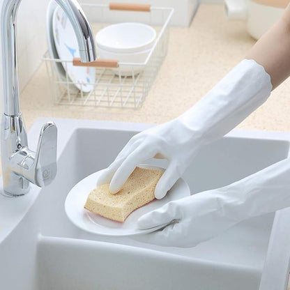 HSL Household Cleaning Gloves - Reusable Kitchen Dishwashing Gloves with Latex free, Cotton lining, Waterproof, Non-Slip (Medium, 3 Pairs)
