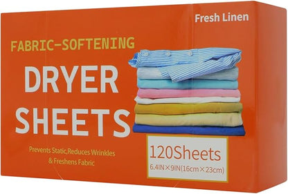 Fabric Softener Sheets – 120 Scented Pieces, Clothes Washing Sheets with Softening Laundry Tablets, Dryer Apartment Use Feature, Household Laundry Accessory for Washer Dormitory Bathroom Care Helper