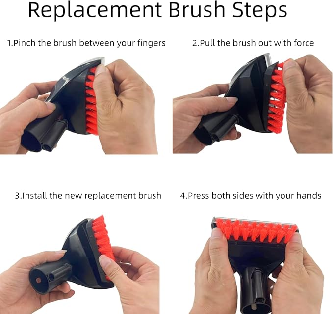 Upgraded 5.3in 1400B Little Green Machine Multi-Purpose Tools Brush detachable Replacement Parts Compatible with bissell 1400B 3194 3353 2458 3588F 1425 Tough Stain Brush Tool Attachments (Black 1+3)
