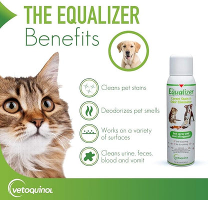 Vetoquinol Equalizer Pet Carpet Cleaner, Stain Remover & Odor Eliminator, Carpet Spot Cleaner, 20oz