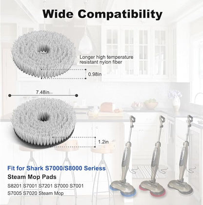 Upgraded Steam and Scrub Mop Replacement Pads for Shark S8002BRN S8201 S8001 S7000 S7001 S7020 S7005 with Scratch-free Brush Heads & Replacement Pads|Deep Clean Hard Floors of Kitchen & Bathroom