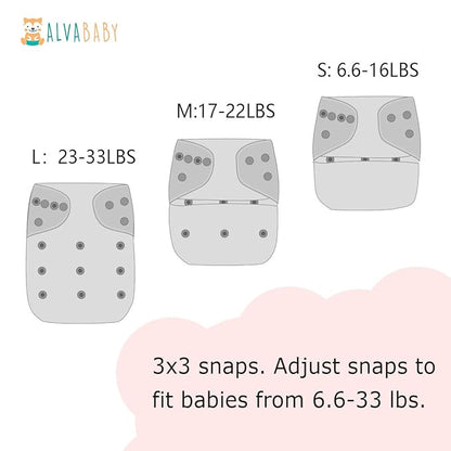 ALVABABY Baby Cloth Diapers 6 Pack with 12 Inserts Cloth Diaper Covers Adjustable Washable Reusable for Baby Girls and Boys