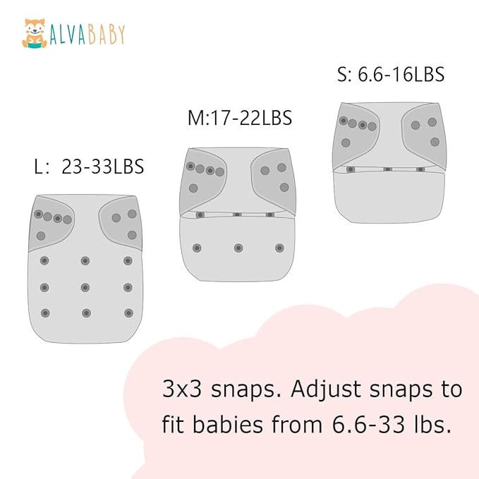 ALVABABY Baby Cloth Diapers 6 Pack with 12 Inserts Cloth Diaper Covers Adjustable Washable Reusable for Baby Girls and Boys