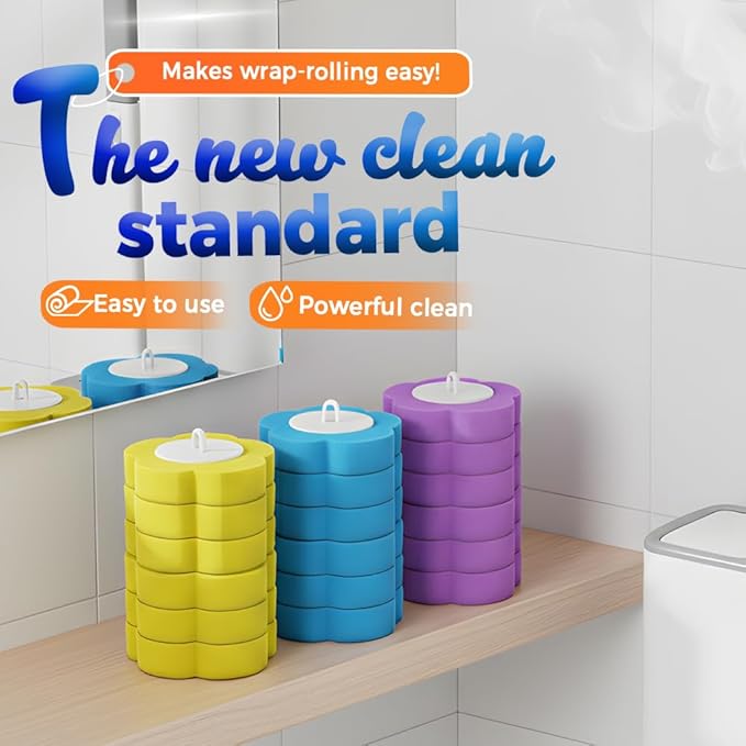 Disposable Toilet Cleaning System: Toilet Brush & Holder Kit with 18PCS Pre-Soaked Cleaner Wall-Mount Scrubbing Toilet Brush Bathroom Cleaning Kit (36-Pack Lavender Brush Head)