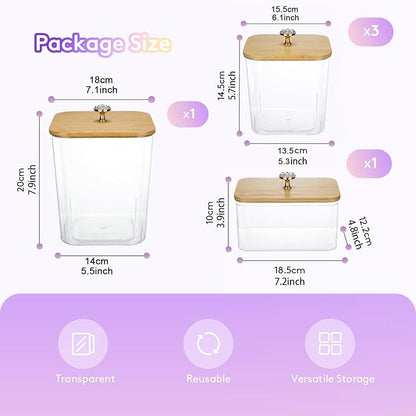 POLRAI 5 Pack Laundry Pod Containers and Dryer Sheet Holder for Laundry Room Organization Clear Jars with Lids and Labels for Laundry Detergent Laundry Pods Dry Sheet Organizing