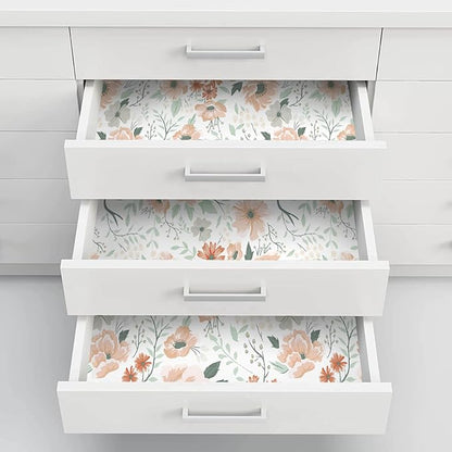 Heroad Brand 16.1"x196" Boho Floral Peel and Stick Wallpaper Retro Flower Contact Paper for Cabinets Waterproof Removable Self Adhesive Drawer Liner Decoration Wall Paper for Walls