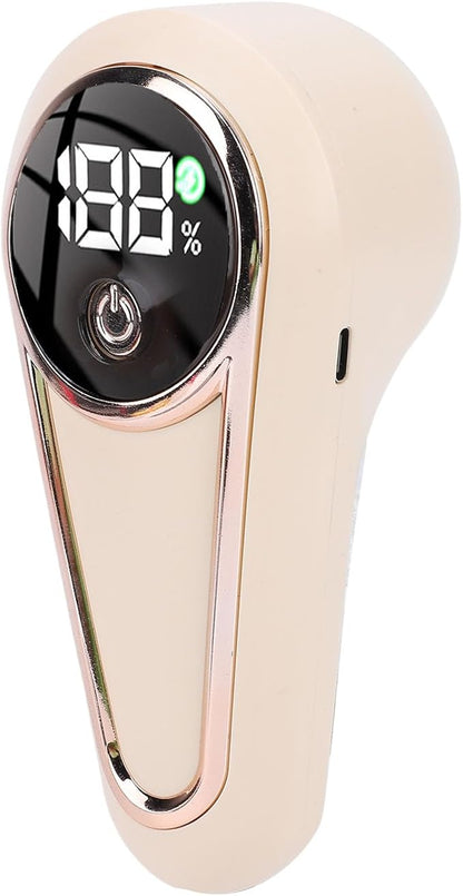 Alomejor Fabric Shaver, Electric Rechargeable Lint Remover with 6 Blades and Battery Display for Sweaters Clothing Furniture Blankets (Khaki)