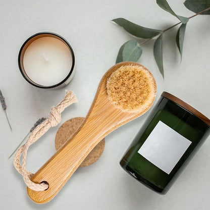 FRCOLOR Horsehair Facial Cleaning Brush with Bamboo Handle 5.35X1.65X1.49In Manual Face Exfoliating Brush for Deep Pore Cleansing and Gentle Skin Massage