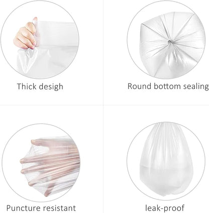 5 Gallon 180 Counts (fit 4.5-5.3 Gal) Small Strong Trash Bags Garbage Bags by RayPard, 18-20 Liter trash Bin Liners for Home Office Kitchen Bathroom Bedroom, 5 Gallon Bucket Liner, Clear