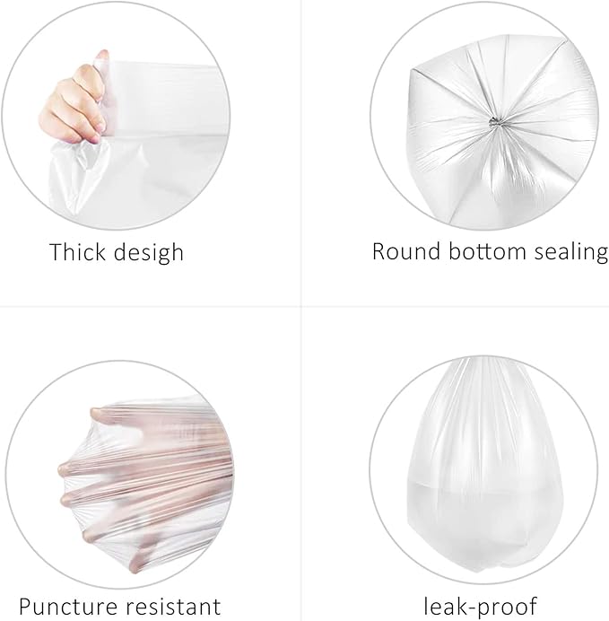 13 Gallon 100 Counts (fit 12-15 Gal) Strong Tall Kitchen Trash Bags Garbage Bags by RayPard, fit 50 Liter Waste Basket, Clear Trash Bags Can Liners for Home Office Bathroom Bedroom