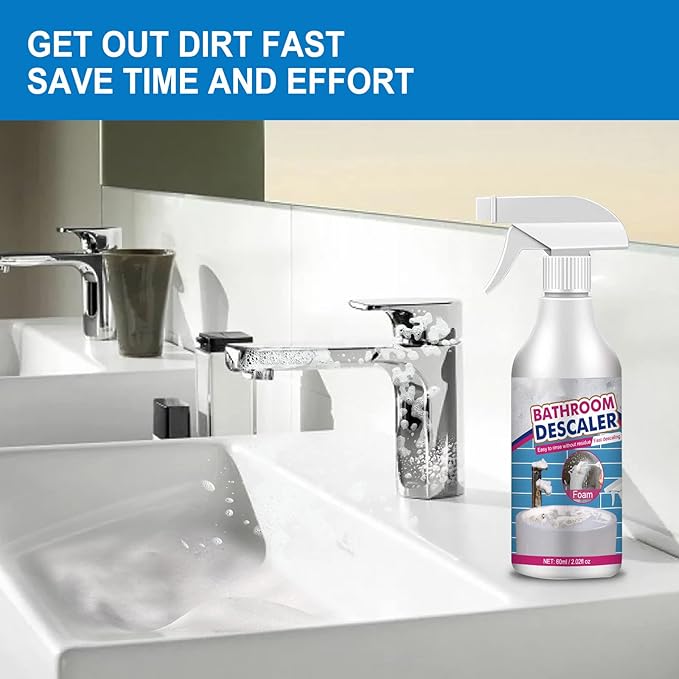 Stubborn Stains Cleaner,Bathroom Descaler,Jetted Bathtub Cleaner,Powerful Descaling Cleaning,60ml Limescale Cleaner, Bubble Cleaner Foam Spray for Toilet Bath Shower Glass (1Pcs)