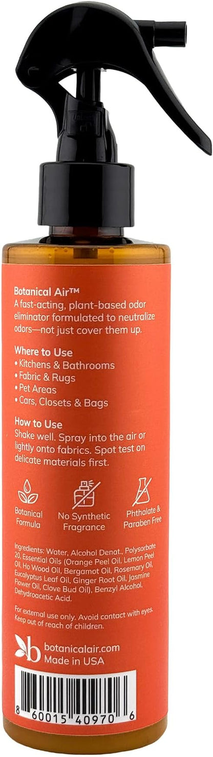 Plant-Based Odor Eliminator Spray – Natural Essential Oil Air Freshener for Home, Bathroom, Fabrics & Pet Areas – 8 oz (Orange Blossom)