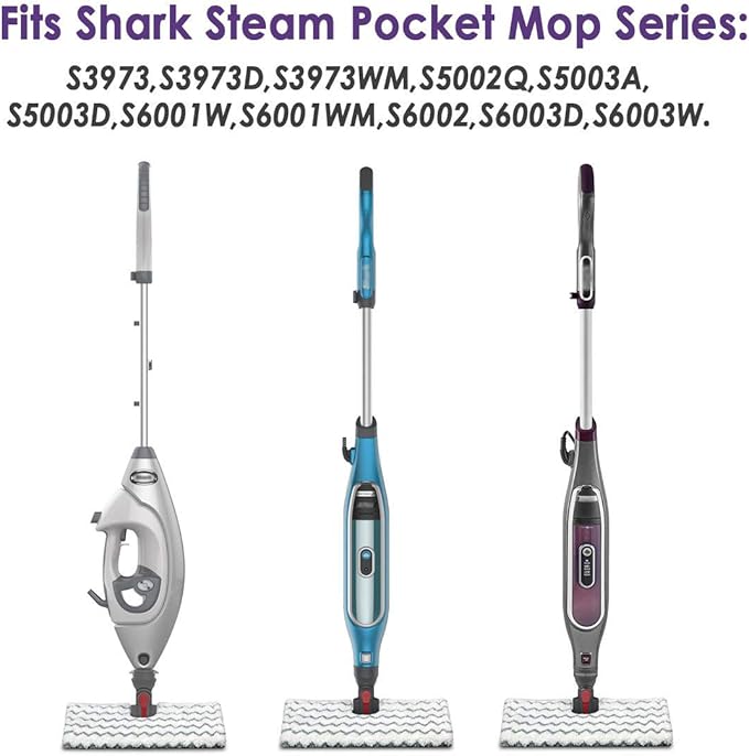 2 Pack of Steam Mop Pad for Shark Genius Lift-Away Pro S5003D S5002Q S5003A S6001W S6001WM S6002 S6002C S6003D S6003 S3973 S3973D S3973WM, Washable Reusable Replacement Mop Head by F Flammi