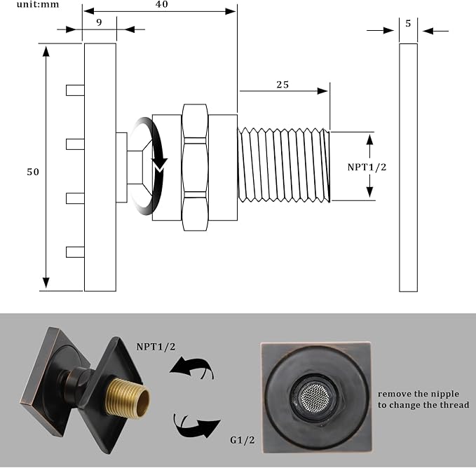 HOMEDEC 2inch Brass Square Massage Shower Body Sprayer Jets, Oil Rubbed Bronze, 6 pack