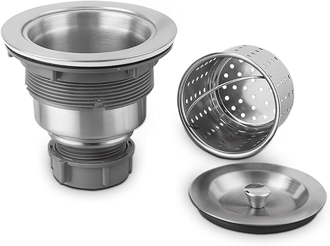 Serene Valley 3-1/2-inch Kitchen Sink Strainer Assembly, 304 Premium Stainless Steel Construction with Removable Deep Waste Basket and Sealing Lid