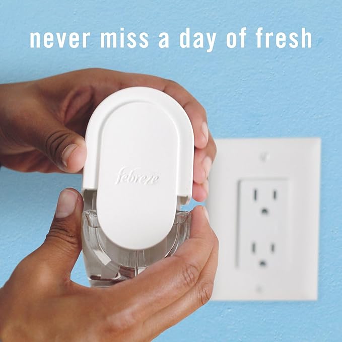 Febreze Plug In Air Freshener, Odor-Fighting Scented Oil Refill, Air Fresheners for Home and Bathroom and Kitchen, Long Lasting for Strong Odors, Twilight Lavender Scent, 0.87oz Refills, 4 Count