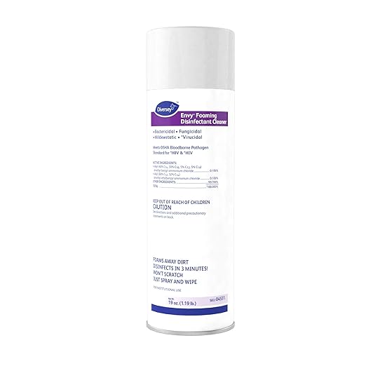Diversey 04531 Envy Foaming Disinfectant Cleaner, EPA registered Hospital Grade Sanitizing Spray with Lavender Scent, Aerosol, 19-Ounce