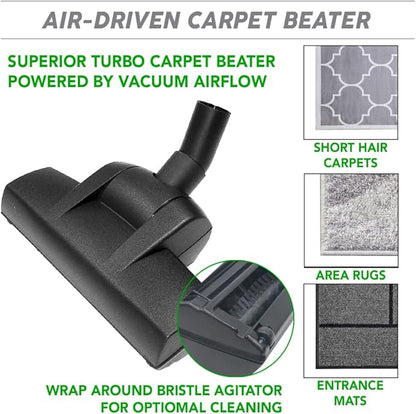 OVO Central Vacuum Deluxe Plus Kit, 40ft ON/Off Low-Voltage Hose, Air Driven Carpet Beater, 12’’ Premium Floor Brush, Cleaning Tools and Easy Storage Accessories
