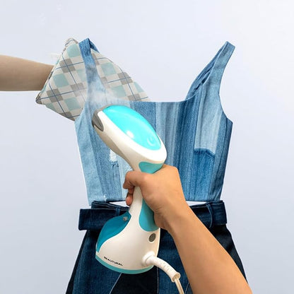 Garment Steamer Ironing Glove with Finger Loop, Heat Resistant Waterproof Ironing Mitt for Heat Resistan Handheld Steamer, Garment Steamer Accessories for Clothes (Blue white)