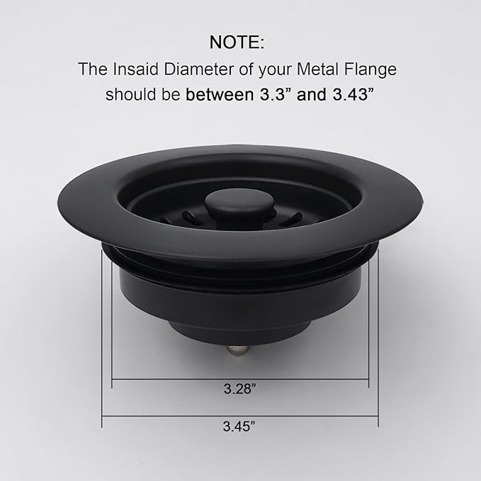 GZILA Garbage Disposal Strainer and Stopper with Decorative Disposal Flange in Black, Fit 3.5 Inch Standard Drain Hole