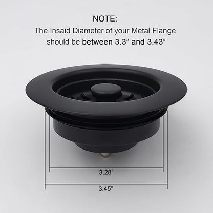 GZILA Garbage Disposal Strainer and Stopper with Decorative Disposal Flange in Black, Fit 3.5 Inch Standard Drain Hole