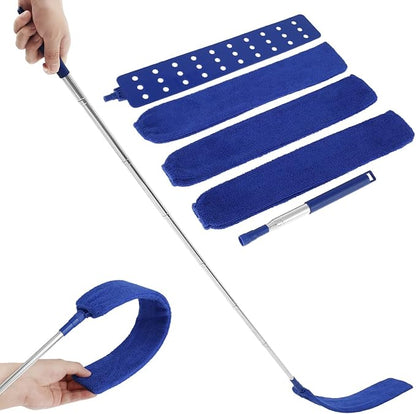 Gap Dust Cleaner, Telescopic Removal Brush Long Handle Duster,Multifunction Retractable Microfiber Flat Gap Dust Brush Gap Mop,Extendable Cleaning Tool, for High Celling Bedroom Window (Royal Blue)