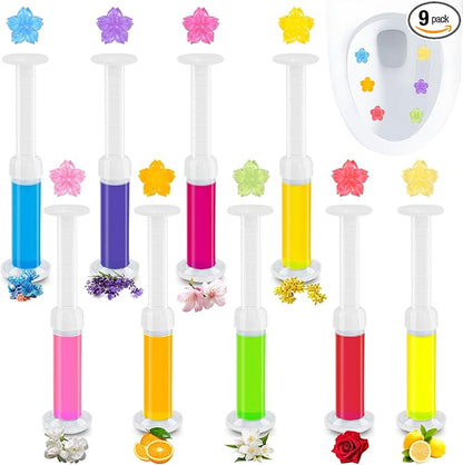 9 Pcs Toilet Gels 117 Count 9 Kinds of Scent Toilet Cleaner Bowl Gel Stamp Kit Toilets Stain Removal Cleaner Flower Stamps Air Freshener for Bathtubs Bathroom (9)