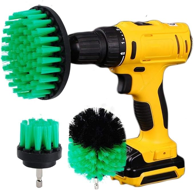 Drill Brush Soft Medium Stiff Bristle Powered Scrub Attachments Cleaning Kit for Bathroom Shower Grout Carpet Tires Boats Ceramic Marble Wheels Glass Carpets Upholstery (3''+5'')