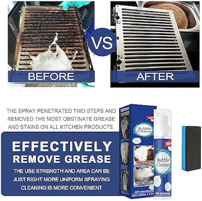 2PCS Bubble Cleaner, Foaming Heavy Oil Stain Cleaner, Stubborn Grease & Grime wipe Spray, All Purpose Cleaning for Kitchen and Other Stains (100ML*2)