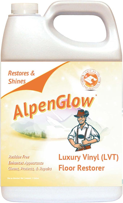 Alpenglow Luxury Vinyl Floor Restorer – High-Gloss Polish & Scratch Repair, Streak-Free Shine, Easy to Apply (Case of 4, Gallon)