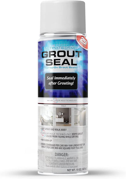 ADVANCED Sealers & Cleaners Ultimate Fast Grout Seal 15 Ounce – Aerosol Spray-On Instant Grout Sealer with Color Hold Technology – 800-1000 Linear Feet Per Can – 25 Year Protection - Made in America