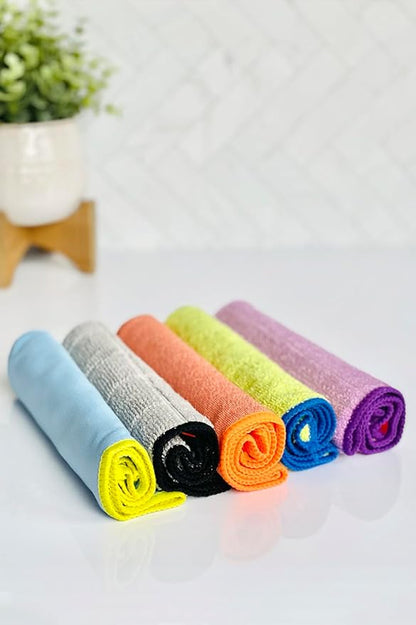 Bright Box Household Microfiber Sponges and Cloth Cleaning Bundle Long-Lasting, 12ct Multi-Color