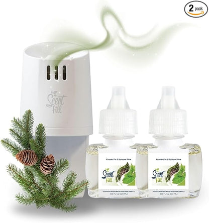 Scent Fill Fraser Fir & Balsam Pine Plug in Air Freshener, Scented Oil Refills, 2 Refills + Diffuser