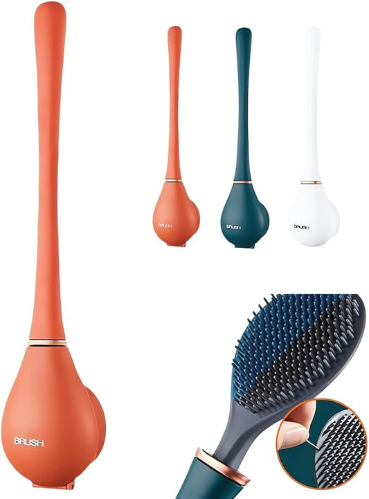 Modern Flexible Silicone Toilet Caspa for Home 2025 Upgrade Silicone Toilet Brush Ergonomic Toilet Brush and Holder Set Toilet Bowl Brush Wall Mounted Toilet Brush for Dead Corner Clean (Orange)