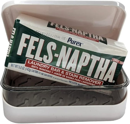 Fels-Naptha Brown Heavy Duty Laundry Bar & Stain Remover (5 oz) with BlehBlu Soap Box
