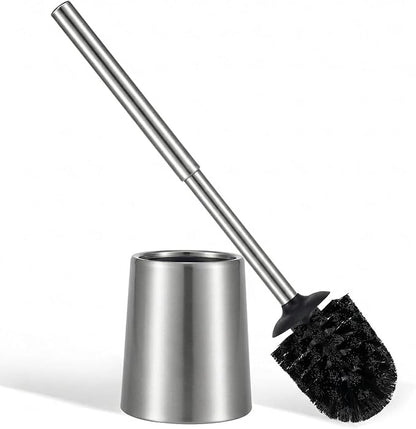 SUS304 Stainless Steel Toilet Brush and Holder Set Toilet Brush Case Cleaner for Toilet Bowl Bathroom Cleaning Brush Caddy Cepillo de Baño Brushed Stainless Silver