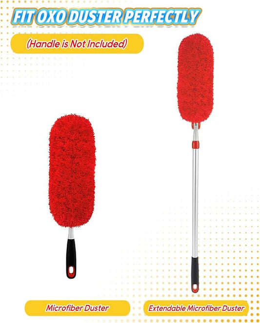 KEEPOW 4 Pack Microfiber Heavy Duty Reusable Duster Refills Compatible with OXO Duster, Microfiber Dusters for Cleaning Compatible with OXO Microfiber Duster for Ceiling(Handle is Not Included)