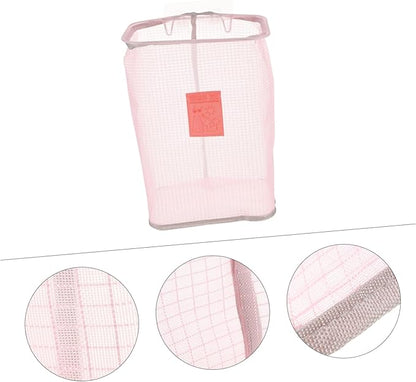 Wall-mounted Foldable Laundry Basket Space-saving Clothes Storage Organizer for Bathroom Bedroom and Laundry Mesh Design with Nail Hook Stylish Pink Color