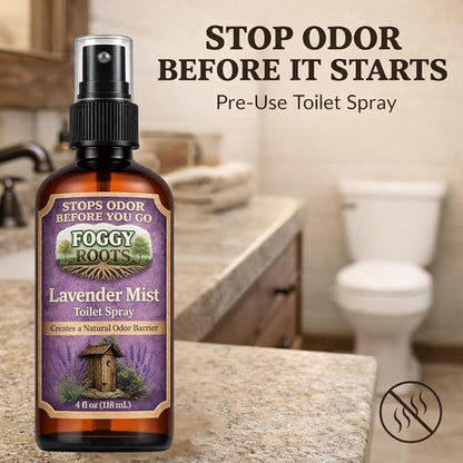 Lavender Pre-Poop Toilet Spray – Stops Odor Before It Starts, Bathroom Odor Eliminator for Toilet, 4 oz (200+ Uses) Travel, Home & Work