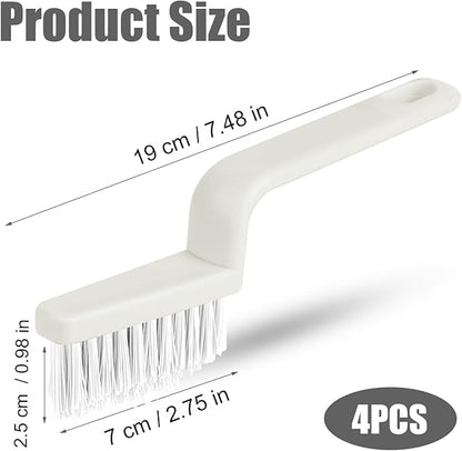 4pcs Grout Cleaner Brushes, V Shape Stiff Bristle Crevice Cleaning Brush Shower Scrub Tool for Tile Floors, Tracks, Door Slot, Bathroom, Kitchen, Windows (White)