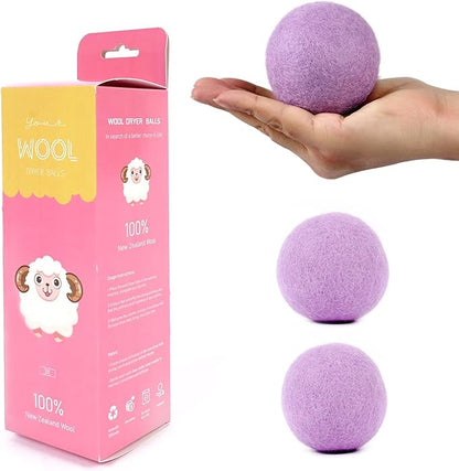 Wool Dryer Balls Handmade Purple XL Pack of 3,Organic Laundry Dryer Balls,100% New Zealand Wool Natural Fabric Softener,Reusable 1000 Loads,Wrinkles Free, Shorten Drying Time,Baby Safe.