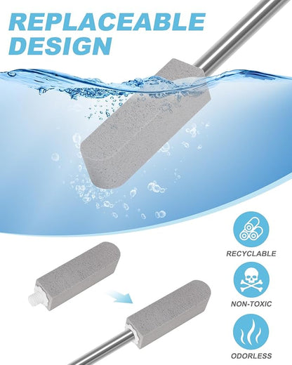22" Long Pumice Stone Toilet Bowl Cleaner - Toilet Pumice Stone with Stainless Handle - Bathroom Cleaner Toilet Brush - Hard Water Stains Remover for Toilets, Bathtubs, Kitchen, Pool, Tile Cleaning