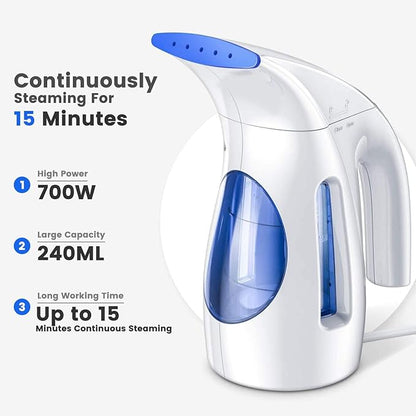 HiLIFE Steamer for Clothes, Portable Handheld Clothing Steamer, 240ml Big Capacity, 700W, Strong Power, Fabric Quick Wrinkle Remover with Brush for Home, Office, Travel (ONLY 120V) -Blue