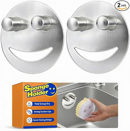 Discount Parts Direct Stainless Steel Sponge Holder For Scrub Daddy Mommy Sponge, Bathroom Kitchen Sink Caddy Organizer Storage with Suction Cup, Dishwasher Safe, Keep Sponge Dry, Silver, 2-Pack