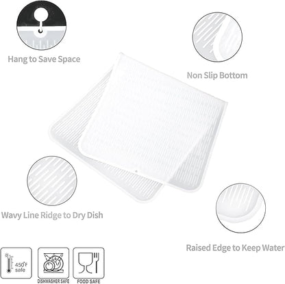 MicoYang Silicone Dish Drying Mat for Multiple Usage,Easy clean,Eco-friendly,Heat-resistant Silicone Mat for Kitchen Counter or Sink,Refrigerator or Drawer Liner Translucent 5XL 36inches x 18inches