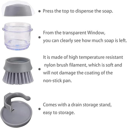 Cleaning Brush with Soap Dispenser for Kitchen, Sink, Dish Washer with Stand|Multi-Functional Cloth Brush for Washing Clothes Kitchen Dish Cleaning with Liquid Dispenser (DishBrush+ClothBrush)